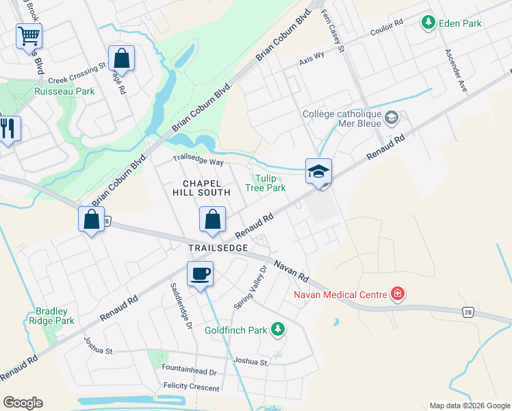 map of restaurants, bars, coffee shops, grocery stores, and more near 359 Mélodie Street in Ottawa