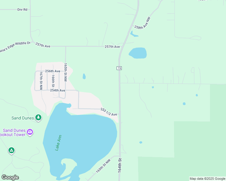 map of restaurants, bars, coffee shops, grocery stores, and more near 25415 164th Street in Big Lake
