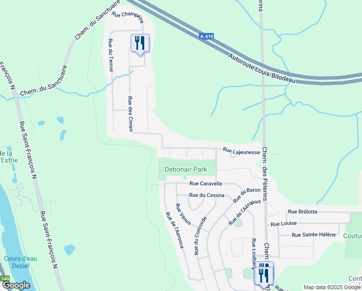 map of restaurants, bars, coffee shops, grocery stores, and more near 705 Rue Lajeunesse in Sherbrooke