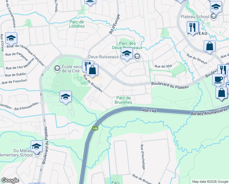 map of restaurants, bars, coffee shops, grocery stores, and more near in Gatineau