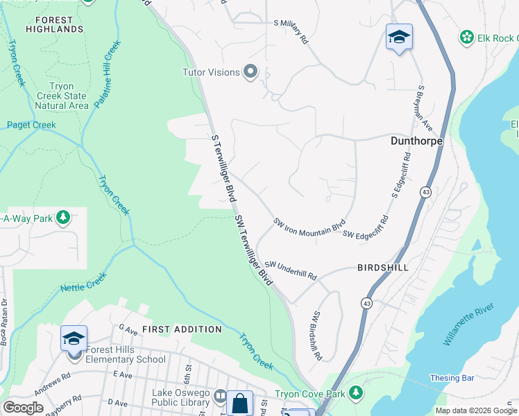 map of restaurants, bars, coffee shops, grocery stores, and more near 13220 South Iron Mountain Boulevard in Portland