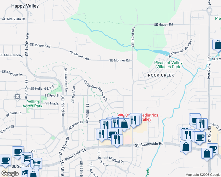 map of restaurants, bars, coffee shops, grocery stores, and more near 15809 Southeast Palermo Avenue in Happy Valley