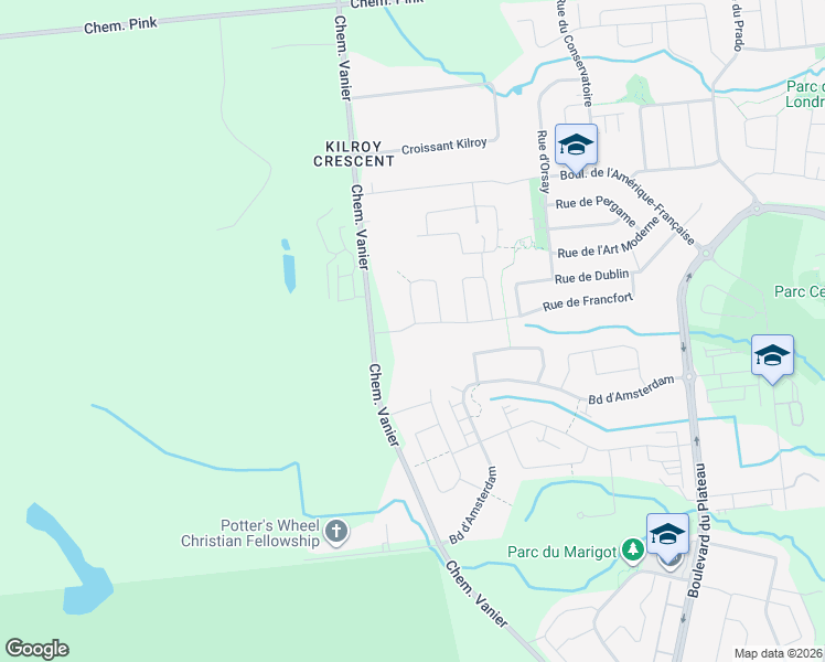 map of restaurants, bars, coffee shops, grocery stores, and more near 177 Rue de Francfort in Gatineau