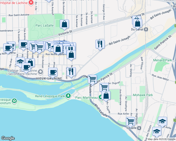 map of restaurants, bars, coffee shops, grocery stores, and more near 403 Boulevard Saint Joseph Ouest in Montréal
