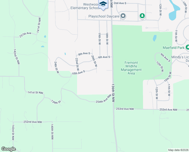 map of restaurants, bars, coffee shops, grocery stores, and more near 25541 20th Street West in Zimmerman