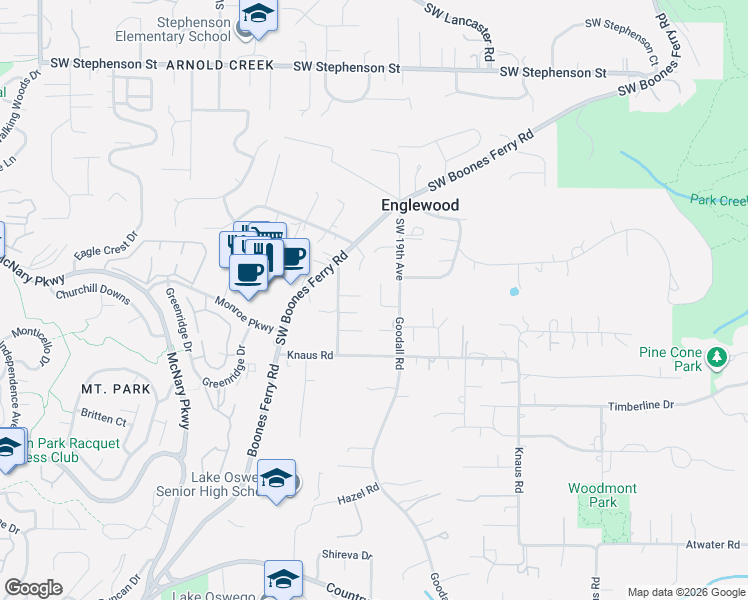 map of restaurants, bars, coffee shops, grocery stores, and more near 12715 Southwest Adrian Court in Lake Oswego
