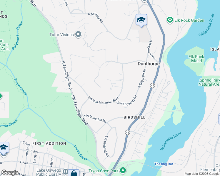 map of restaurants, bars, coffee shops, grocery stores, and more near 12727 Southwest Iron Mountain Boulevard in Portland