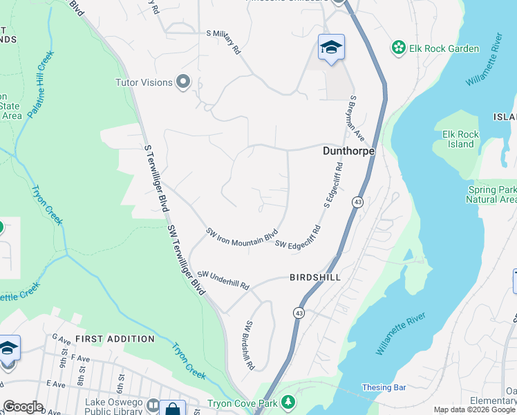map of restaurants, bars, coffee shops, grocery stores, and more near 12727 Southwest Iron Mountain Boulevard in Portland