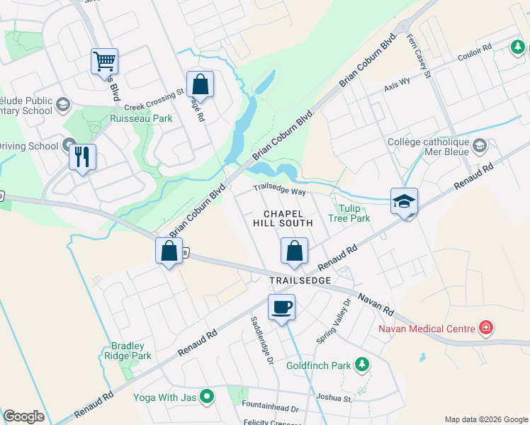 map of restaurants, bars, coffee shops, grocery stores, and more near 865 Contour Street in Ottawa