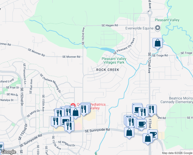 map of restaurants, bars, coffee shops, grocery stores, and more near 16363 SE Sunshower Pl in Happy Valley
