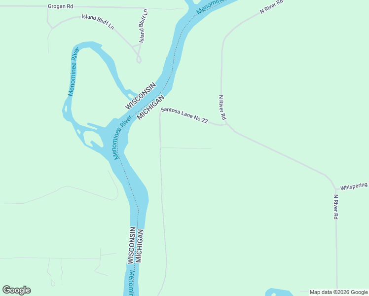 map of restaurants, bars, coffee shops, grocery stores, and more near Santosa Trail in Menominee County