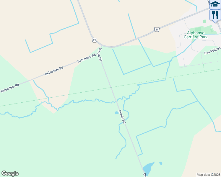 map of restaurants, bars, coffee shops, grocery stores, and more near 3238 Drouin Road in Clarence-Rockland
