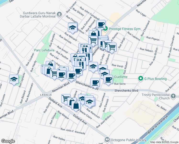 map of restaurants, bars, coffee shops, grocery stores, and more near 8242 Rue Dora in Montréal