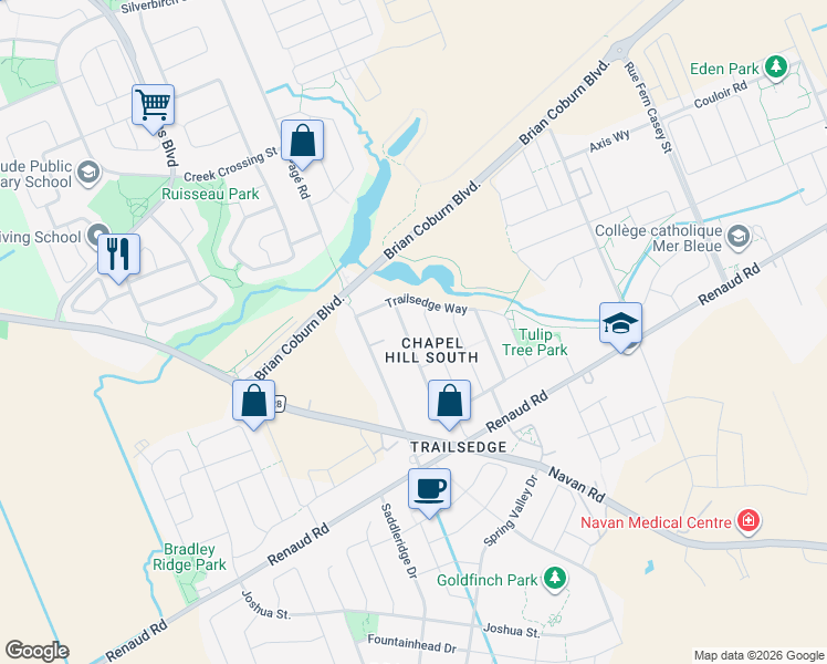 map of restaurants, bars, coffee shops, grocery stores, and more near 866 Contour Street in Ottawa