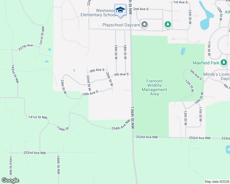 map of restaurants, bars, coffee shops, grocery stores, and more near 25541 20th Street West in Zimmerman