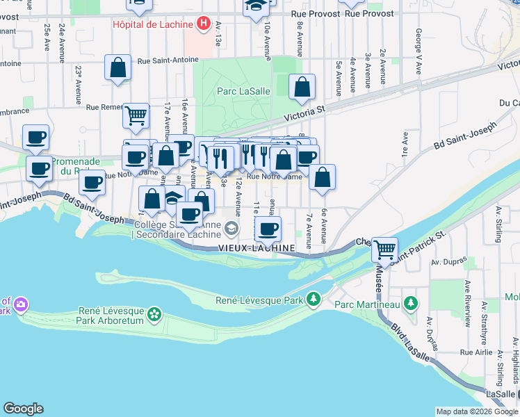 map of restaurants, bars, coffee shops, grocery stores, and more near 1091 Rue Saint-Louis in Montréal