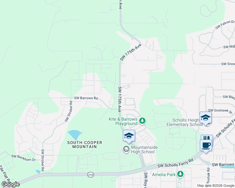 map of restaurants, bars, coffee shops, grocery stores, and more near 11940 Southwest 176th Drive in Beaverton