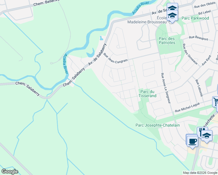 map of restaurants, bars, coffee shops, grocery stores, and more near 1816 Rue Henri-Blaquière in Chambly