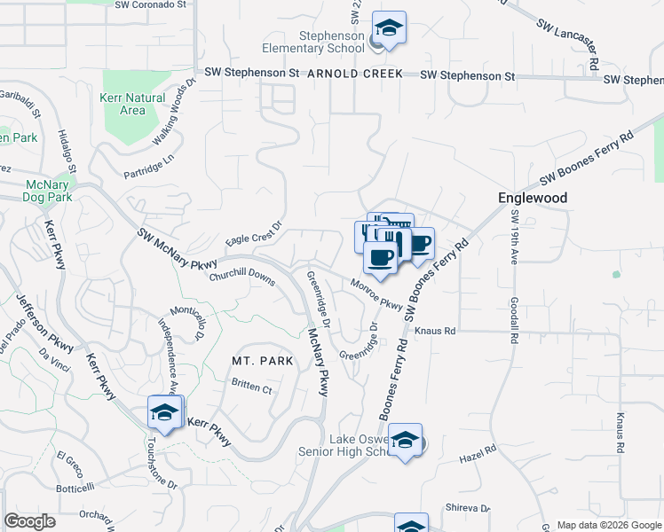 map of restaurants, bars, coffee shops, grocery stores, and more near 6 Condolea Dr in Lake Oswego