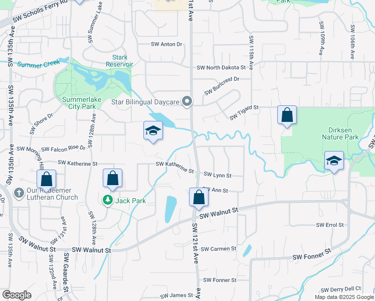 map of restaurants, bars, coffee shops, grocery stores, and more near 11945 Southwest 122nd Court in Tigard