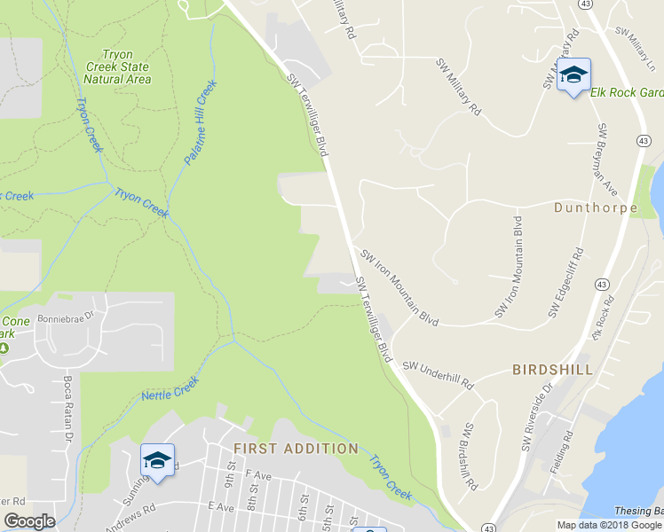 map of restaurants, bars, coffee shops, grocery stores, and more near 12645 Southwest Terwilliger Boulevard in Portland