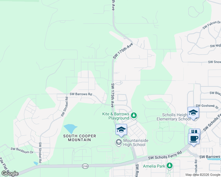 map of restaurants, bars, coffee shops, grocery stores, and more near 11910 Southwest 176th Drive in Beaverton