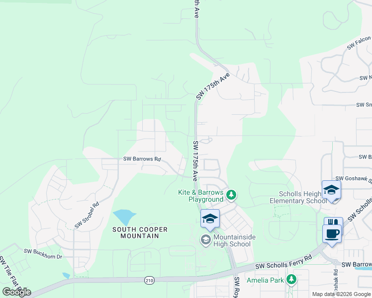 map of restaurants, bars, coffee shops, grocery stores, and more near 11915 Southwest 176th Drive in Beaverton