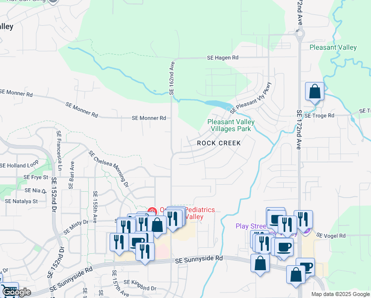map of restaurants, bars, coffee shops, grocery stores, and more near 12268 Southeast 162nd Avenue in Happy Valley