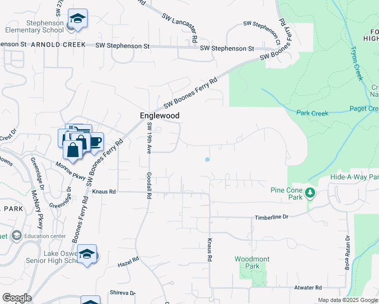 map of restaurants, bars, coffee shops, grocery stores, and more near 1430 Englewood Drive in Lake Oswego
