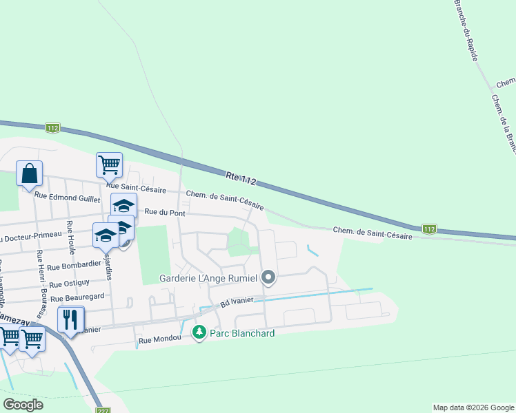 map of restaurants, bars, coffee shops, grocery stores, and more near 2462 Chemin de Saint-Césaire in Marieville