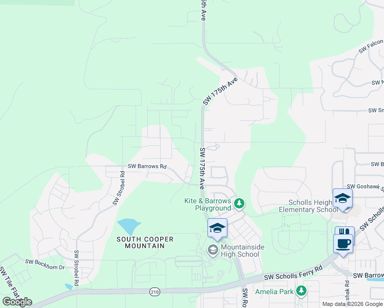 map of restaurants, bars, coffee shops, grocery stores, and more near 11895 Southwest 176th Drive in Beaverton