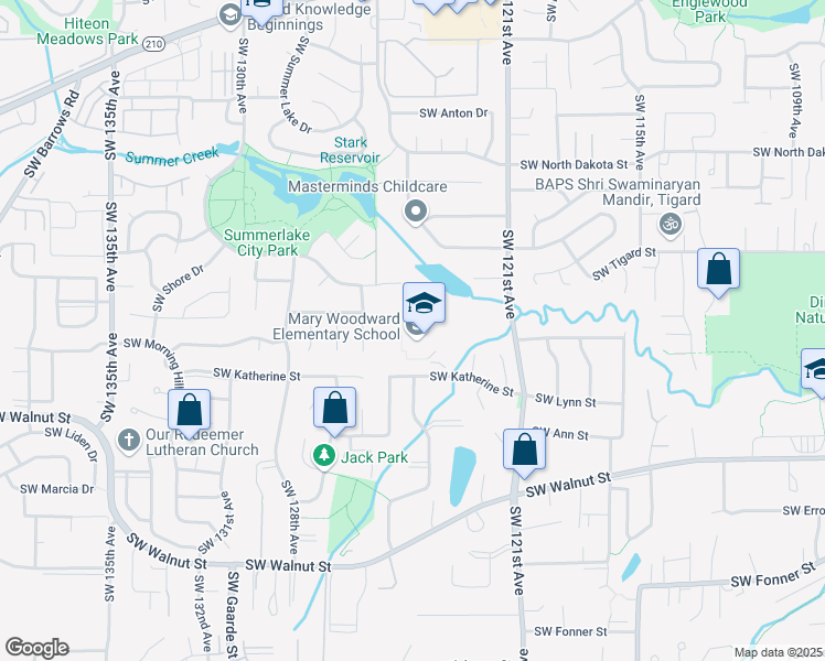 map of restaurants, bars, coffee shops, grocery stores, and more near 12325 Southwest Katherine Street in Tigard