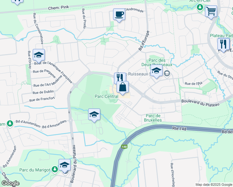 map of restaurants, bars, coffee shops, grocery stores, and more near in Gatineau