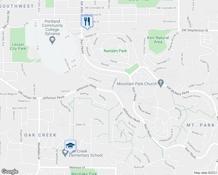 map of restaurants, bars, coffee shops, grocery stores, and more near 198 Cervantes in Lake Oswego