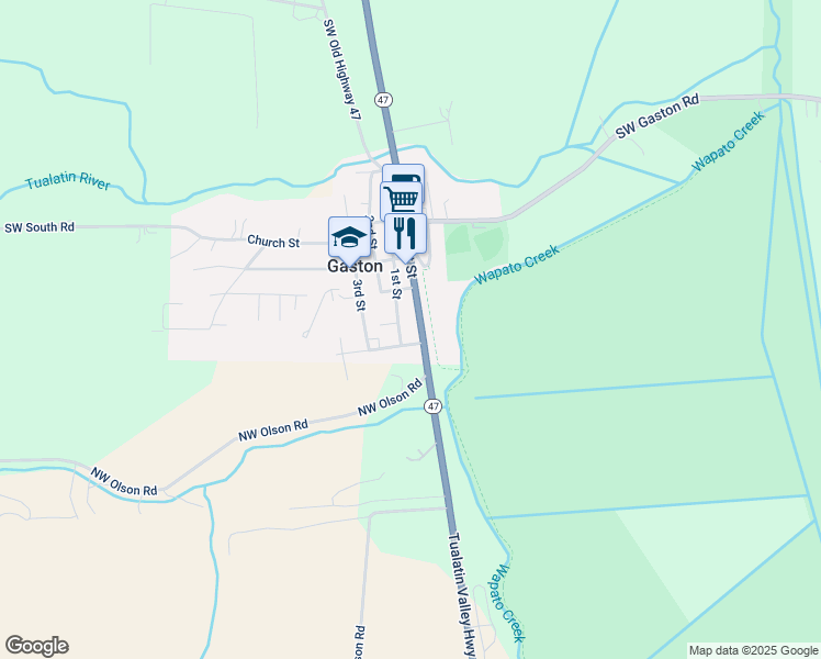 map of restaurants, bars, coffee shops, grocery stores, and more near 402 Front Street in Gaston