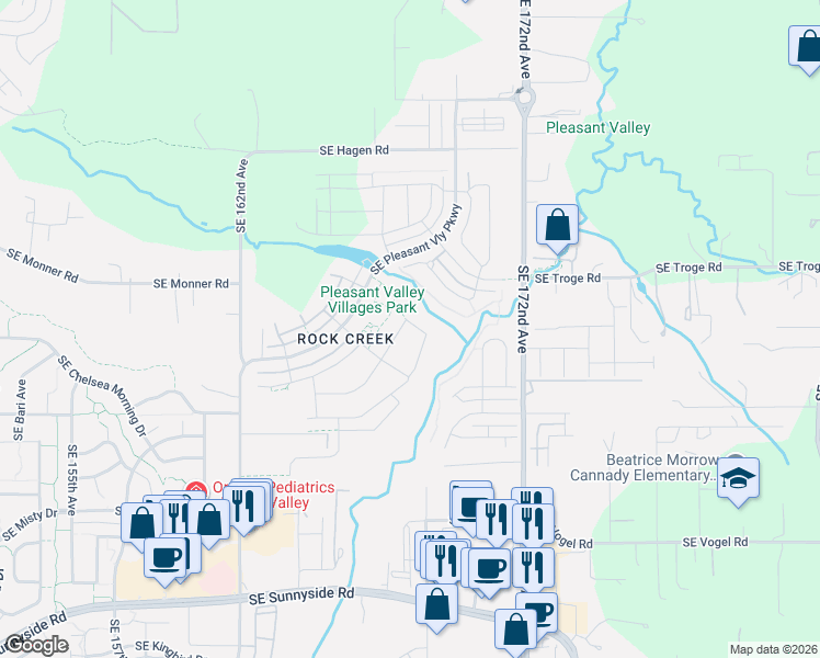 map of restaurants, bars, coffee shops, grocery stores, and more near 16768 SE Mist Layer Loop in Happy Valley