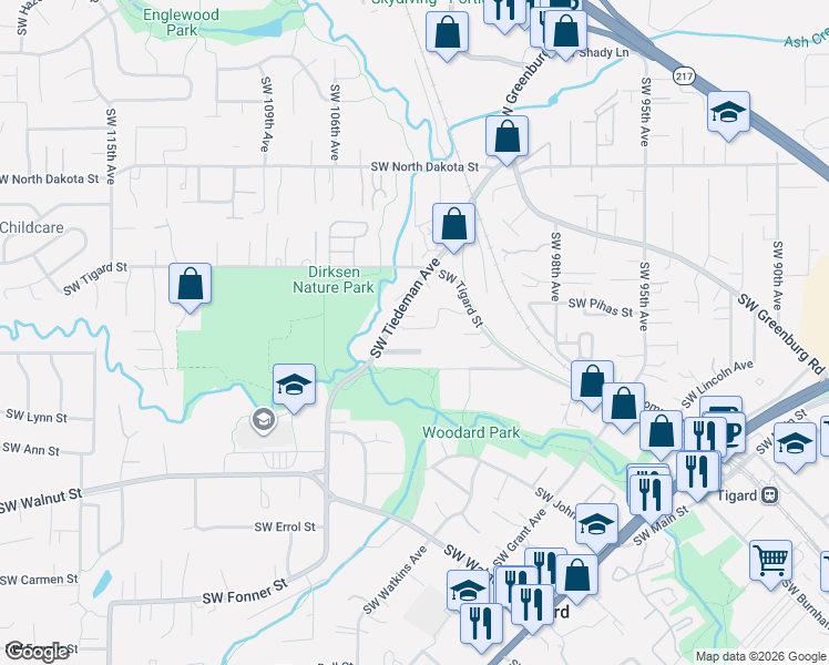 map of restaurants, bars, coffee shops, grocery stores, and more near 11737 Southwest Tiedeman Avenue in Portland