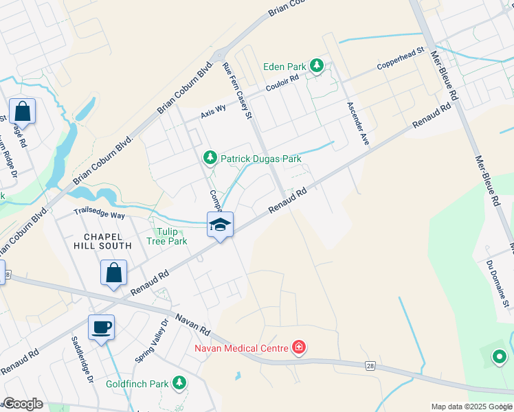 map of restaurants, bars, coffee shops, grocery stores, and more near 209 Enclave Walk in Ottawa