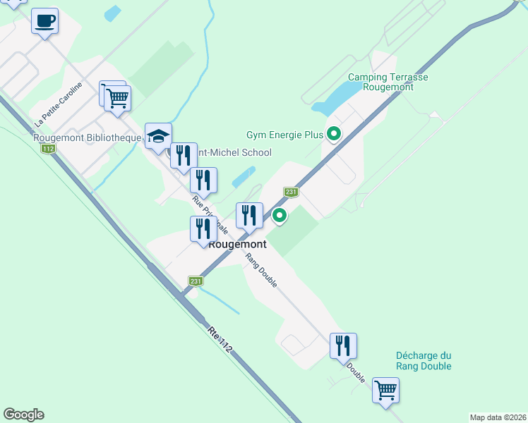 map of restaurants, bars, coffee shops, grocery stores, and more near 261 La Grande-Caroline in Rougemont