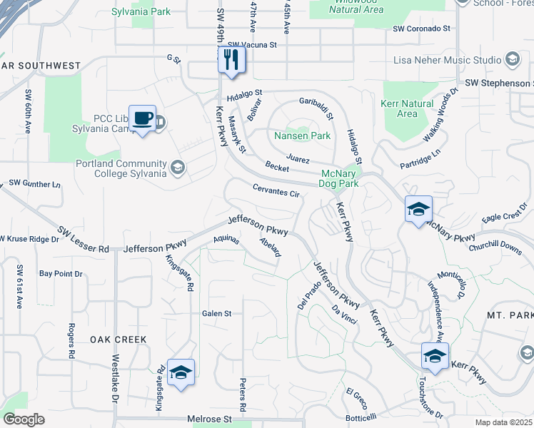map of restaurants, bars, coffee shops, grocery stores, and more near 316 Cervantes Circle in Lake Oswego