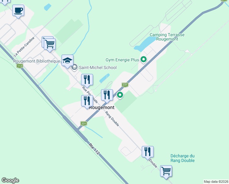 map of restaurants, bars, coffee shops, grocery stores, and more near 269 La Grande-Caroline in Rougemont
