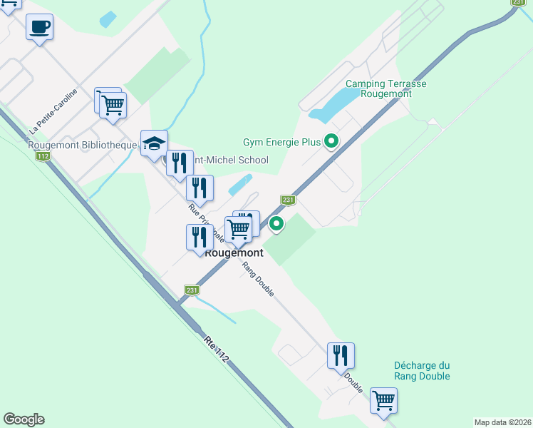map of restaurants, bars, coffee shops, grocery stores, and more near 271 La Grande-Caroline in Rougemont