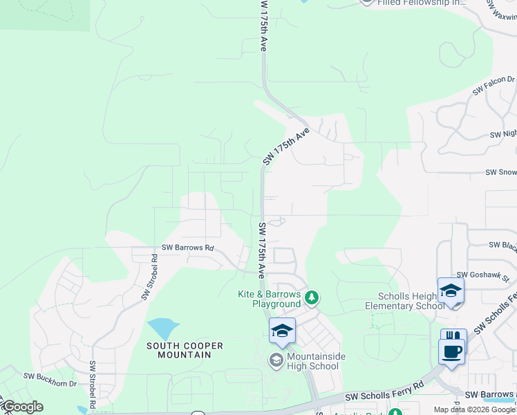 map of restaurants, bars, coffee shops, grocery stores, and more near 11770 Southwest 176th Drive in Beaverton