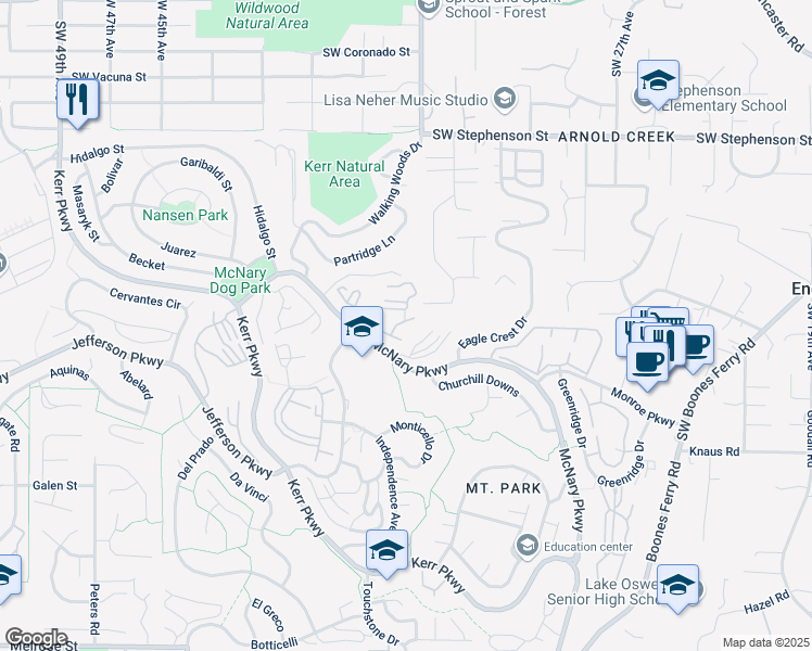map of restaurants, bars, coffee shops, grocery stores, and more near 60 Oswego Summit in Lake Oswego