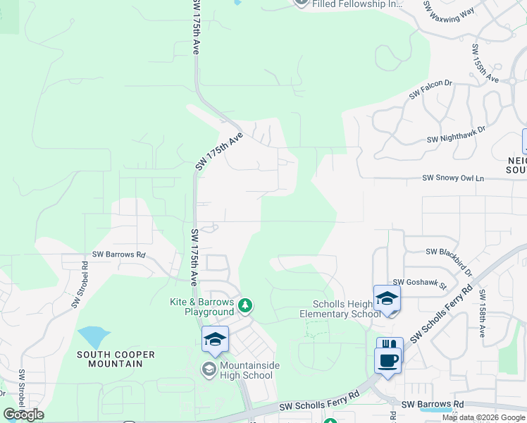map of restaurants, bars, coffee shops, grocery stores, and more near 17151 Southwest Alvord Lane in Beaverton