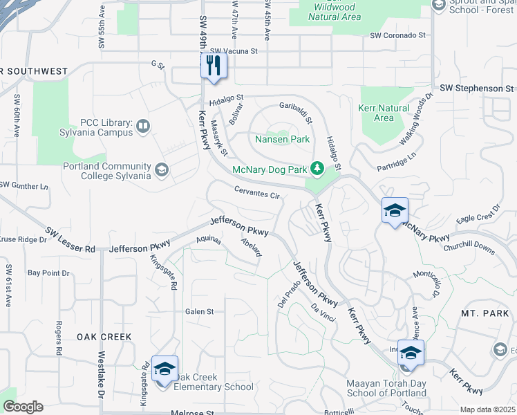 map of restaurants, bars, coffee shops, grocery stores, and more near 316 Cervantes Circle in Lake Oswego