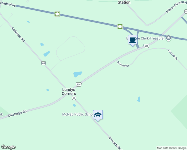 map of restaurants, bars, coffee shops, grocery stores, and more near 197 Calabogie Road in Burnstown