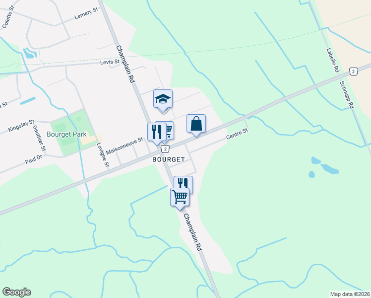 map of restaurants, bars, coffee shops, grocery stores, and more near 4 Montcalm Street in Clarence-Rockland