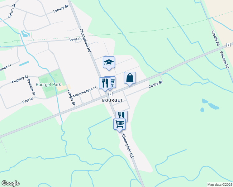 map of restaurants, bars, coffee shops, grocery stores, and more near in Clarence-Rockland