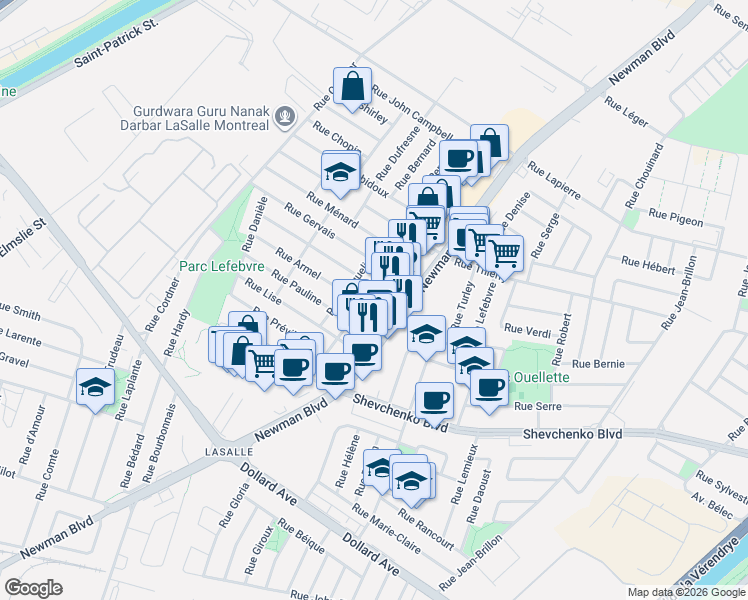 map of restaurants, bars, coffee shops, grocery stores, and more near 8080 Rue Juliette in Montréal